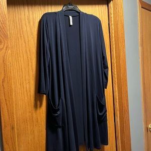 Women’s large Navy Zenana Premium 38 inches long cardigan